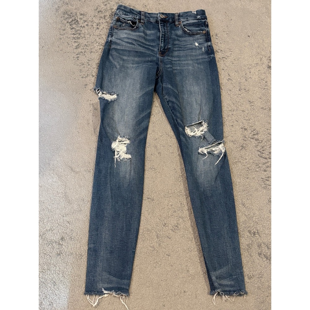 American Eagle Curvy Super Hi-Rise Jegging Distressed Medium Wash Size 6 Regular